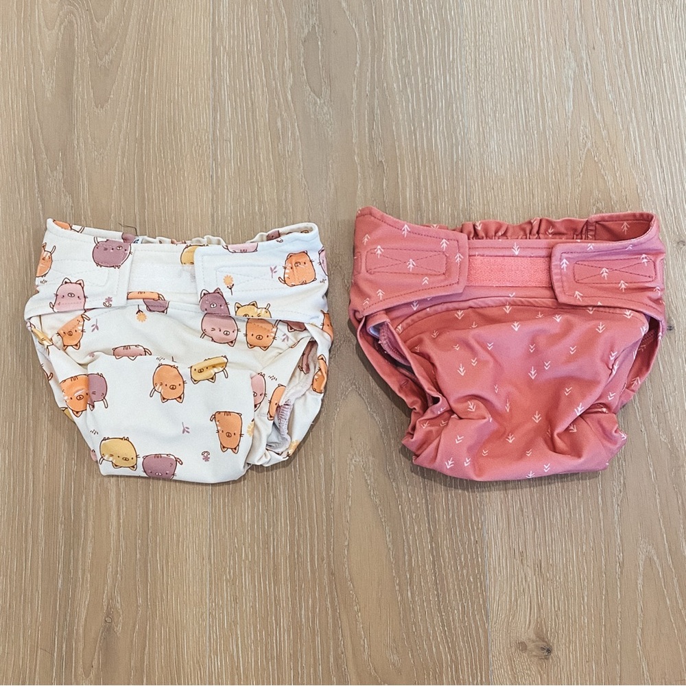 Liquidation Sale: Souris Mini | Diaper Covers Set - Pink and White with Cats